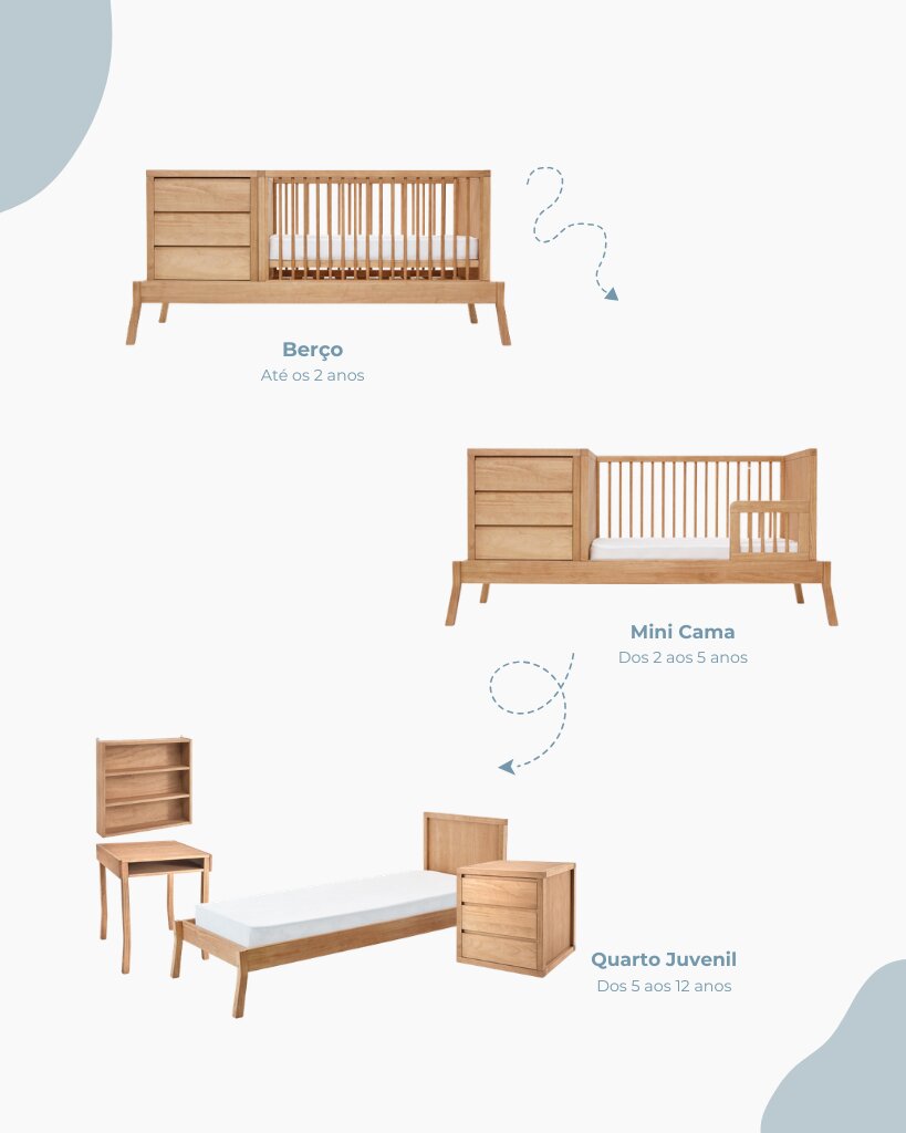 Berço e mini cama de madeira para crianças